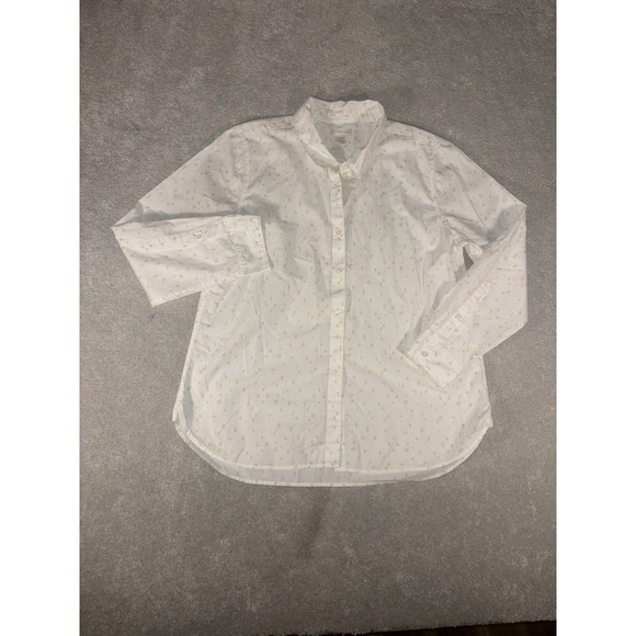 garnet hill white‎ button up foral blouse size 12 organic pima cotton - Picture 3 of 10